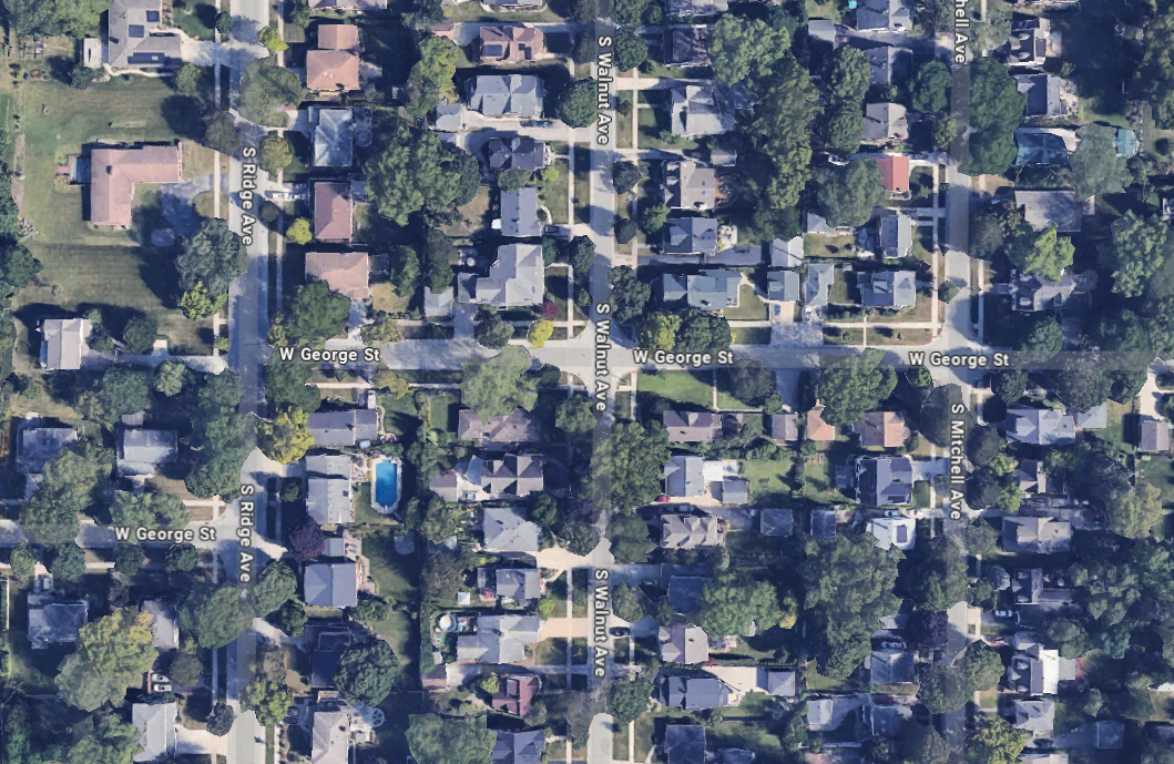Aerial view of Arlington Heights neighborhood